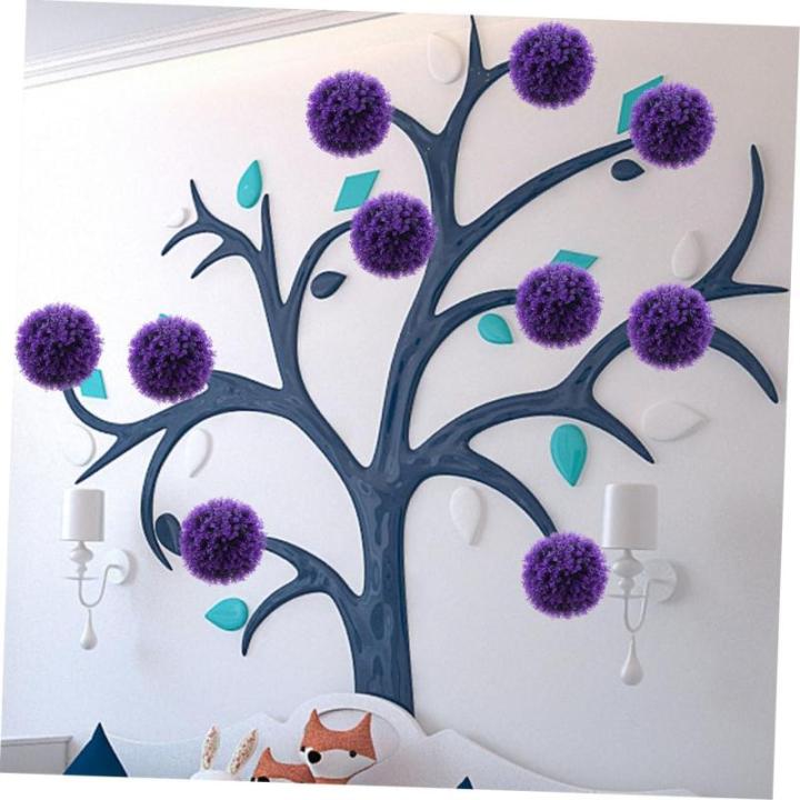4 Stück Eukalyptus-Grasball künstliche Pflanzen gefälschte Pflanzengrünkugeln grüne Kugeln Dekorative Pflanzenkugel Zimmerpflanzenkugel Partygeschenk Graskugeln Plastik Violet