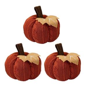 3 Stück künstliche Herbsternte gehäkelte Kürbisse, kleiner gestrickter Kürbis-Anhänger, Dekoration für Thanksgiving, Halloween, Herbst, Festival, Kaminsims, Tischdekoration