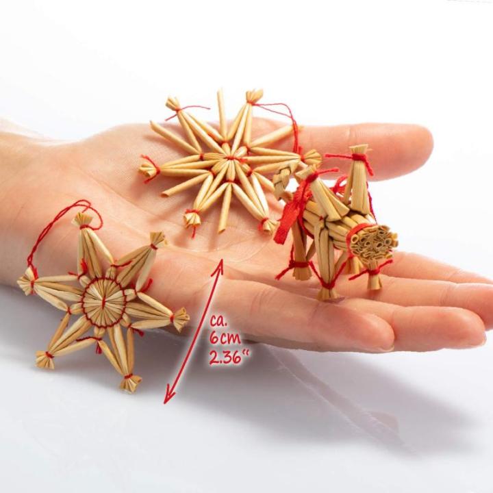 70-delige set kerstboomversieringen - Kerstboom van stro - kegels, elfjes, figuren en strosterren - Kerstdecoratie