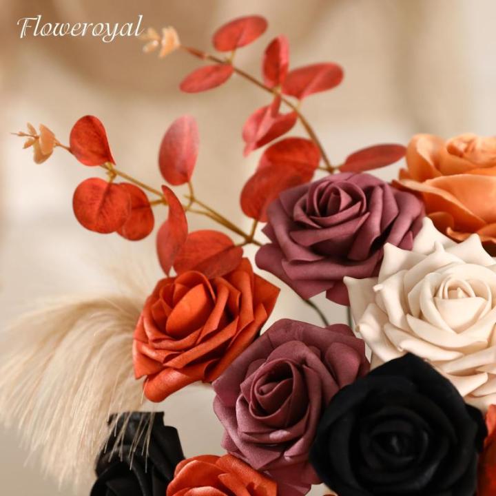 Halloween kunstbloemen, zwarte bloemen, zijden bloemen, kunstrozen met stelen voor bruiloft, bruidsboeketten, tafeldecoratie, babyshower, bloemstuk, woondecoraties