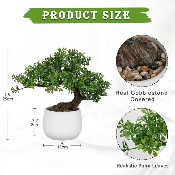 25 cm kunstplant bonsai boom in keramische pot esthetische Japanse bonsai decoratie voor woonkamer slaapkamer badkamer vensterbank decoratie - podocarpus kunstbonsai