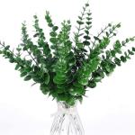 24 stuks eucalyptus kunstmatige eucalyptus planten, bladeren, decoratie, zilveren dollar voor bruiloftsfeesten, feesten, thuis, tafeldecoratie, bloemenarrangement, groen