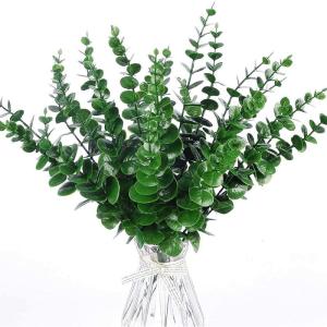 24 stuks eucalyptus kunstmatige eucalyptus planten, bladeren, decoratie, zilveren dollar voor bruiloftsfeesten, feesten, thuis, tafeldecoratie, bloemenarrangement, groen