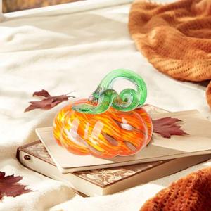 Herbstdeko Tischdeko Glas Kürbis,Herbst Dekoration Kürbisfigur für Herbsternte Dekor,8cm Glas Kürbis Sammelfiguren Tischakzent für Tischdeko,Erntedankfest Thanksgiving Hallowe