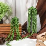 2 Stuks Nep Opknoping Planten Nep Potten Parels Vetplanten Kleine Faux Planten Voor Indoor Outdoor Plank Muur Decor