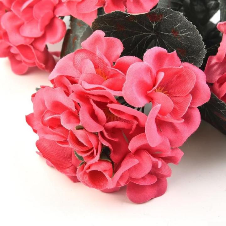 Künstliche Geranien, Blumen, künstliche Pflanze, Geranie, Busch, Blumen, künstliche Flora, Heimdekoration, Zubehör, künstliche Pflanzen (dunkelrosa)