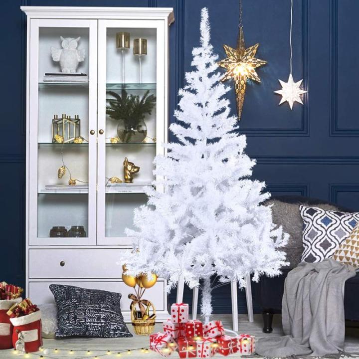 Kunstkerstboom, 180 cm, wit, pvc, kerstdecoratie, snel opgebouwd, klapsysteem, moeilijk ontvlambaar, voor thuis, kantoor, winkel, incl. metalen standaard
