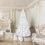 Kunstkerstboom, 240 cm, dennenboom met metalen standaard, pvc-naalden, kunstboom, ideaal voor thuis, kantoor, winkels en hotels, wit