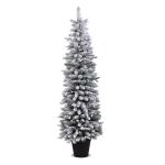 Kunstkerstboom met sneeuw, 120/140 warmwitte leds, 8 transformatiemodi, 249/334 takpunten, van PE en pvc, 150 cm/180 cm, met cementbasis (180 cm)