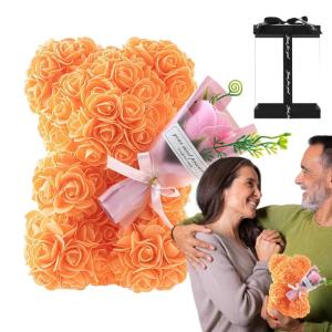 Valentijnsdag rozenbeer cadeau voor haar rozenbeer schattige teddybeer, kunstrozenbeer met rozenboeket, romantische rozen teddybeer cadeau voor Kerstmis