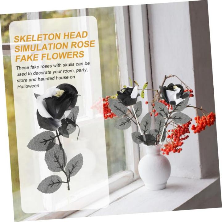 10St Schädel stieg Halloween-Blumen gotische Dekoration Rosenblumensträuße Halloween Party Halloween Spiele gefälschte Rose mit Rosenrequisite für Halloween Plastik