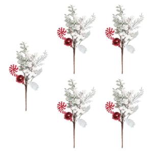5X Künstliche Blumen Bäume Zweig Stecklinge Realistische Dekor Ornament Weihnachten Baum Füller Zweige für Bekannte