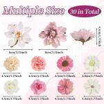 30 stuks kunstbloemen om te knutselen, 5 kleuren bloemen om te knutselen, 4 ~ 8 cm stoffen bloemen, mini-decoratie, kunstbloemen, decoratie voor doe-het-zelf knutselen, scrapbookin