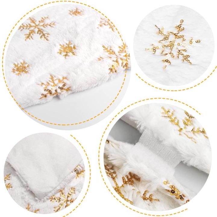 Kerstboomdeken, 120 cm, kerstboomdeken, wit, voor sneeuw, kerstboomdecoratie, dennenboomdeken met sneeuwvlokken, pailletten, tapijt, rond, voor vrolijk kerstfeest, deken, rok, deco