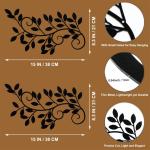 2 stuks metalen boomblad wanddecoratie wijnstok olijftak blad muurkunst ornament muur opknoping bord voor boven deur, woonkamer, kantoor, binnen en buiten decoratie (zwart)