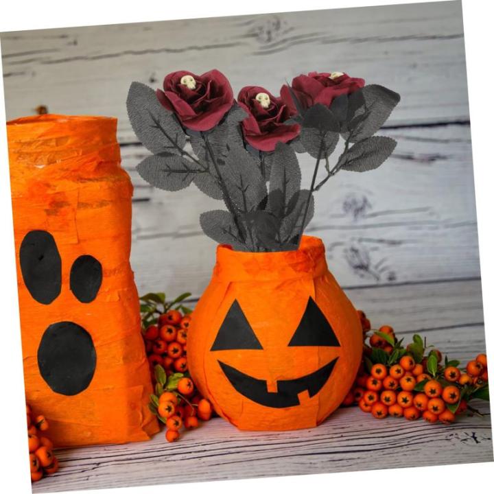 10st Schädel Stieg Halloween-Spielzeug Künstliche Rosen Halloween-blumendekor Halloween Tischdekoration Halloween-blumenstrauß Blumenstrauß Für Halloween Seidenrosenblume Plas
