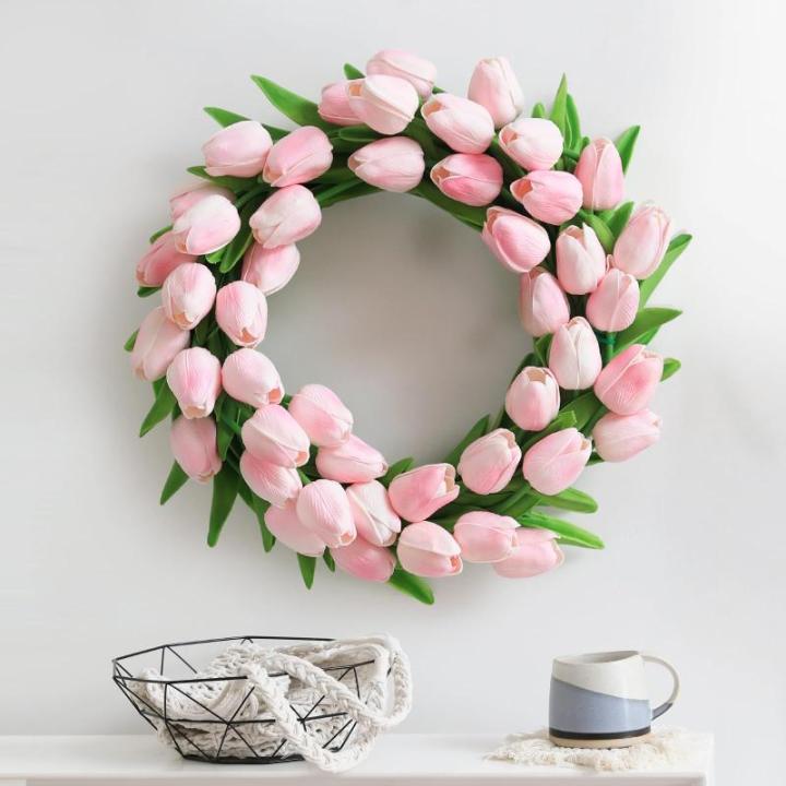 12 stuks latex kunstmatige tulpen - nep tulpen faux roze tulpen echte touch bloem voor thuiskantoor bruiloft decoratie (roze)