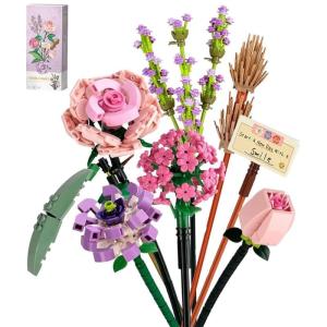 Künstliche Blumen Bauset Blumen Pflanzen Blumenstrauß Gefälschte Blumen für Dekorationen, Dekoration Blume Roses Erwachsene für Zuhause Geschenk, DIY Geschenke Ziegelblumen, N
