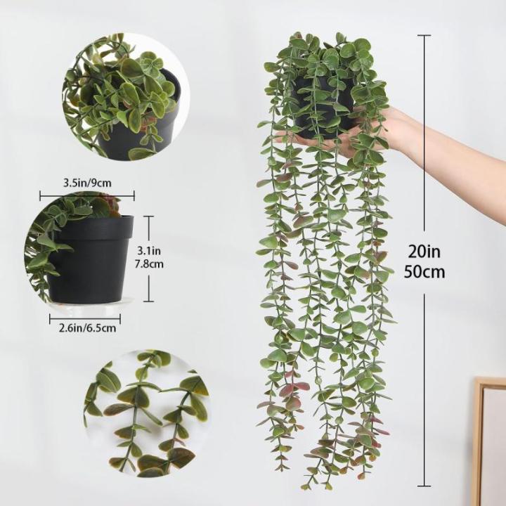 2 stks Nep Hangende Planten Nep Ingemaakte Eucalyptus Groen Planten Kleine Faux Planten Voor Indoor Outdoor Plank Muur Decor