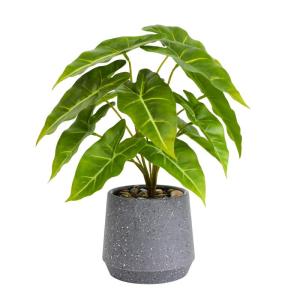 Kunstgroene plant in pot, kunstmatige vetplanten, planten in pot, 33 cm, grote groene kunstmatige plant, groen blad voor thuis, bureau, woonkamer, decoratie