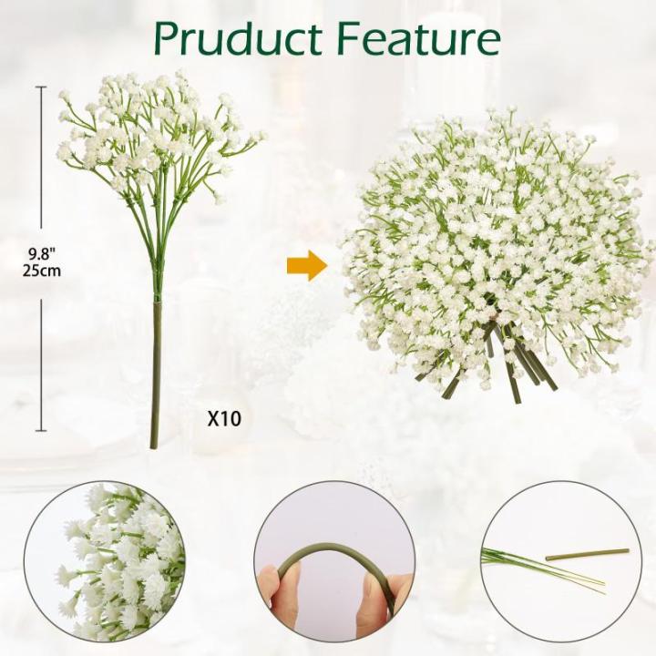 Gypsophila, 10 stuks, , net als echte kunsttak, boeketten voor bruiloft, feest, thuisdecoratie