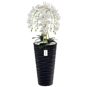 Künstliche Orchidee Kaskaden Blumenstrauß Weiß im Topf Anthrazit H 115 cm Heimbüro Dekoration, Kunstpflanze Orchidee, Kunstblume, Künstliche Orchidee im Topf