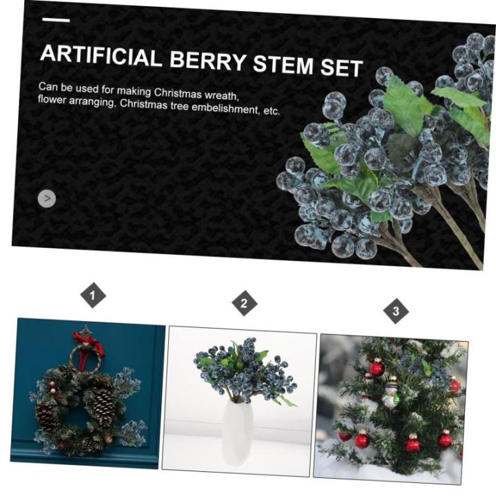 5st Künstliche Beeren Heidelbeerstiel Kranz Beeren Stechpalmenbeerzweige Xams Baumdekor Rote Beere Rote Beerenverzierung Material Für Blumenarrangements Beerenstängel Blue Plast