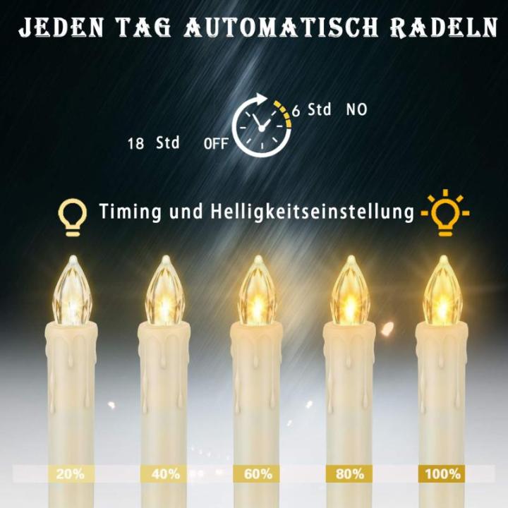 10 LED Kerstboomkaarsen Draadloos met Afstandsbediening Timer Flikkeren Dimbaar Warmwit Kerstverlichting Kerstdecoratie, LED Kerstkaarsen Buiten Waterdicht（met 10 batterijen）