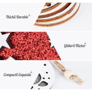 18er Christbaumschmuck aus Holz,Weihnachtsbaumschmuck Deko Holz 9 Designs Weihnachtsbaum Anhänger mit Hanfseilen und Beweglichen Holzperlen,Holzanhänger zum Basteln Rentier Weihn