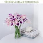 20 stuks , Calla-lelie, voor decoratie, kunstcalla-lelies, paars en wit, boeket, van realistisch latex, , boeket decoratie