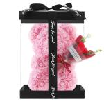 Valentijnsdag rozenbeer cadeau voor haar rozenbeer schattige teddybeer, kunstrozenbeer met rozenboeket, romantische rozen teddybeer cadeau voor Kerstmis