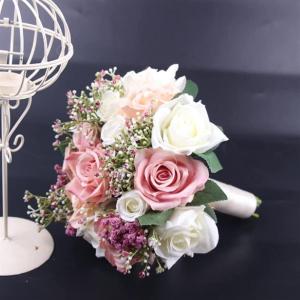 Hochzeitsstrauß for die Braut mit künstlichen Blumen, Hochzeitssträuße, künstliche Blumensträuße for die Braut, künstliche Blumen for Hochzeiten im rosa Design