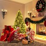Kunstkerstboom met led-lichtkettingen, kerstboom met verlichting, 210/225/240 cm, groen