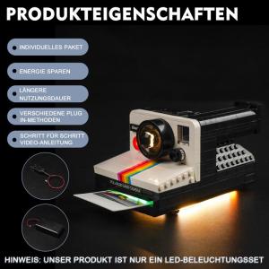 Ledlichtset compatibel met Lego Polaroid OneStep SX-70 camera 21345 (geen model), decoratieverlichtingsset compatibel met Lego Polaroid OneStep SX-70 camera, creatief speelgoed