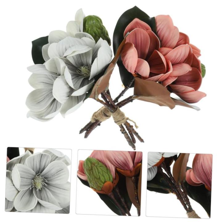 ceramic ornaments 2 Stück künstliche Kunstblumen, Haushaltsdekoration, Blumenstrauß, Dekorationen, Hochzeit, Heimdekoration, simulierte Ornamente, gefälschte Magnolien-Blumen-S