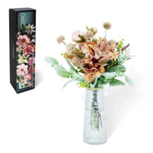 , hortensia, rozen, eucalyptus, paardenbloem met stelen als echte grote bundel, kunstboeket, nepbloemen voor doe-het-zelf bruiloftsboeket, feest, thuis, tafeldecoratie