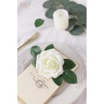 Kunstbloemen, rozen, 25 stuks, kunstrozen met stelen, kunstrozen van schuimstof, decoratie voor doe-het-zelf bruiloft, arrangementen, feesten, woondecoraties, ivoorwit