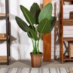 Künstliche Pflanze Künstlicher Paradiesvogel Baum 120cm Plastik Pflanze Palme im Topf Tropical Hawaii Grün Fake Plant für Schlafzimmer Wohnzimmer Garten Deco(1 Pack)