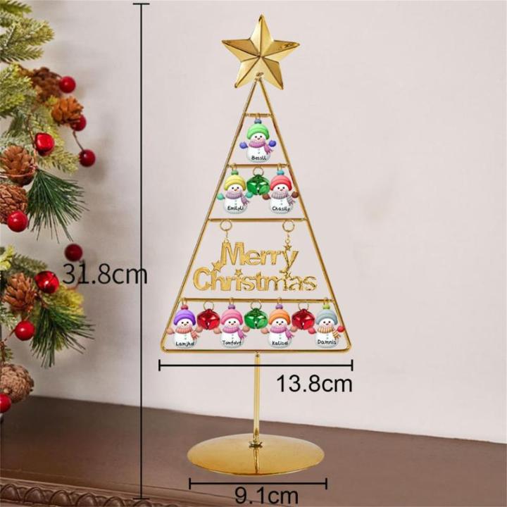 Gepersonaliseerde familienaam, kerstboom, kristal, boom met naam, metaal, Kerstmis, sneeuwpop, boom, familieboom, kerstdecoratie, cadeau voor familie, stijl 10-1