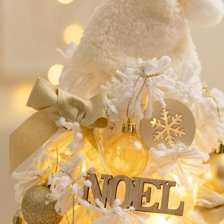Mini Weihnachtsbaum 40CM Klein Tannenbaum mit Beleuchtung, Tischdeko Christbaum mit LED Lichterkette und Weihnachtskugel, Künstliche Weihnachtsbäume Geschmückt für Weihnachten 