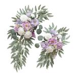 Faux Bloem Swag Set van 2 voor Bruiloft, Huwelijksboog Bloemen Welkom Teken, Witte Huwelijksboog Faux Groen Slinger, Bloemstuk Swag Achtergrond voor Huwelijksceremonie (2 stuks