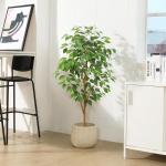 Ficus Benjamina , 120 cm, groot, met natuurhouten stam, kamerplant, kunstboom in pot, voor thuis, kantoor, balkon, decoratie (1 stuks)