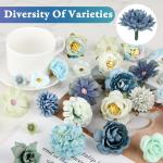 40 stuks kunstbloemen om te knutselen, 2,5 cm ~ 5 cm, bloemendecoratie, blauwe kleur kunstbloemen als echt, kunstbloemen bloemkoppen kunnen voor haarsieraden, kleding