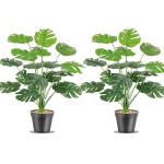 Kunstmatige Splitphilo-plant in pot, 18 takken, 50 cm, tropische , groene bladeren, Hawaïaanse Monstera, kunstbloem, decoratie, kantoorplant, grote groene plant, 2 stuks