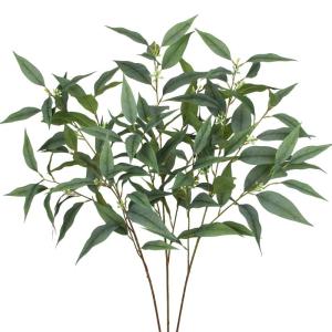 3er-set Eukalyptus Künstlich Kunstpflanze Kunstzweig künstliche Grünzweige, Weiche Weiße Beeren und üppige Blätter, 94 cm künstliche Eukalyptus-Sprays für Vasen, Körbe, Ho