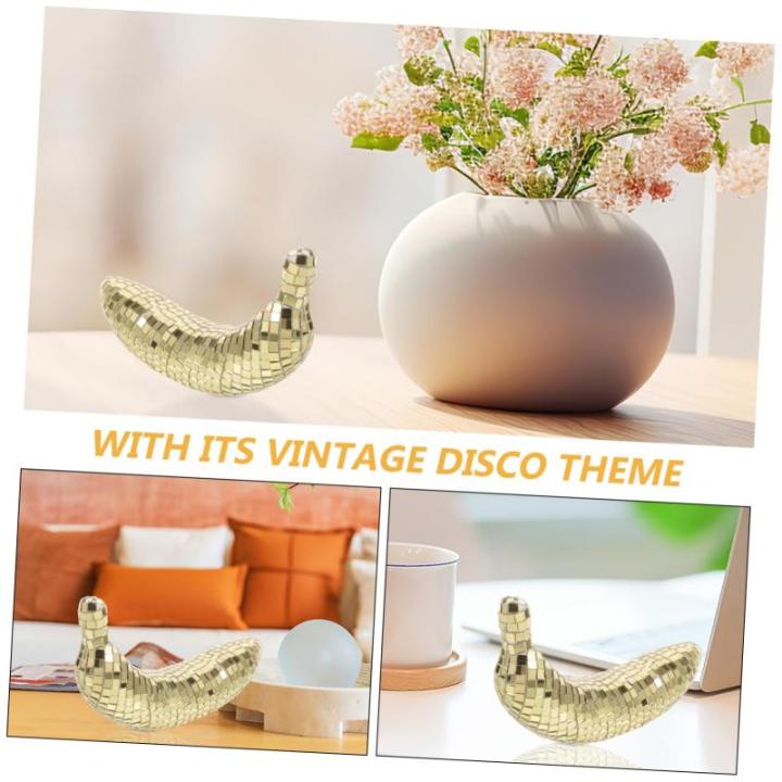 3St Disco-Banane bürodeko büro Dekoration für weihnachtsmuffel gefälschte Banane Retro Boje schwarzer Spiegel glitzernde Netzstrümpfe Disco-Dekoration Bananenmodell Glas
