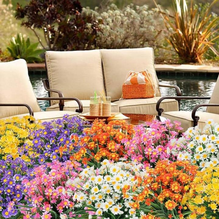 Künstliche Blumen Gänseblümchen UV-beständig Farbecht Kunststoff Pflanze für Home Decor