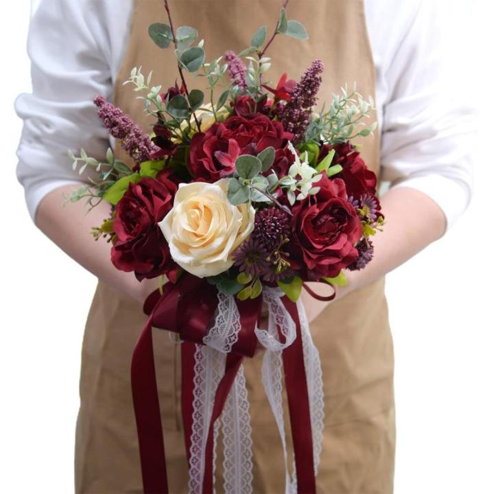 Europäischer künstlicher Rosenblumenstrauß, Simulation koreanischer Hochzeitsstrauß für Valentinstag, Hochzeit, Brautfotografie
