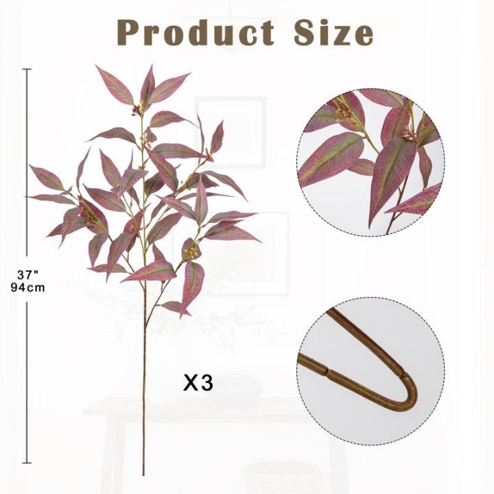 3er-Set Künstliche Eukalyptus Dekozweige Herbst, Künstliche Zweige Herbstlaub Thanksgiving Heimdekoration Indoor Outdoor Dekoration für Hausgarten Hochzeit Kamin Party, Erntedan