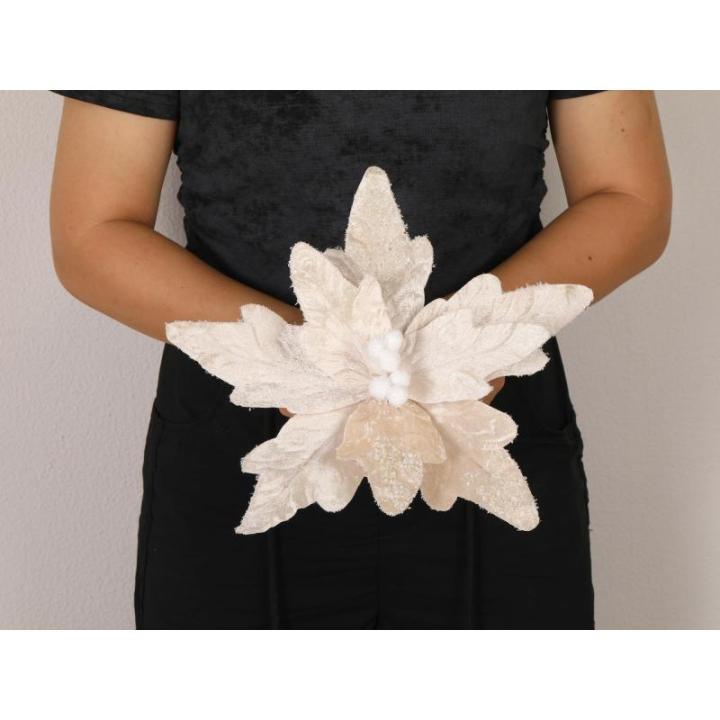Große Weihnachtsblumen, 30cm, 6 Stück, künstliche Weihnachts Blumen Samt, Weihnachtsbaum Blumen Ornamente, gefaltet, für Weihnachtsdekoration, Neujahr,Hochzeit ﻿ (Champagner)
